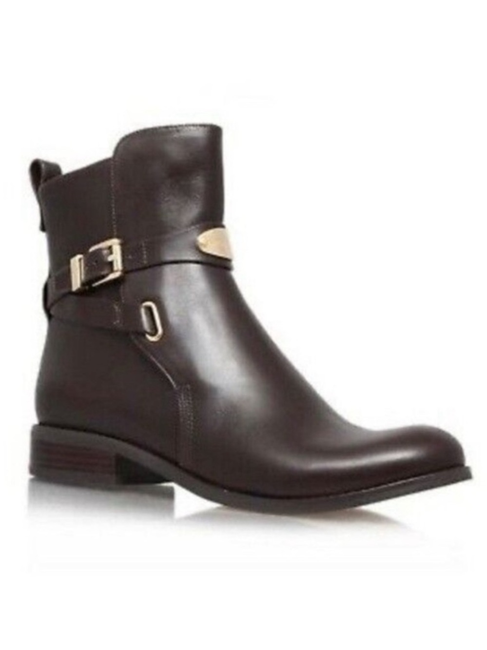 MICHAEL Michael Kors Arley Moto Buckled Ankle Boots Size 8 Dark Brown Leather